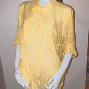 Silk Ralph Lauren Size 1X New with Tags Button Up Silk cotton Shirt